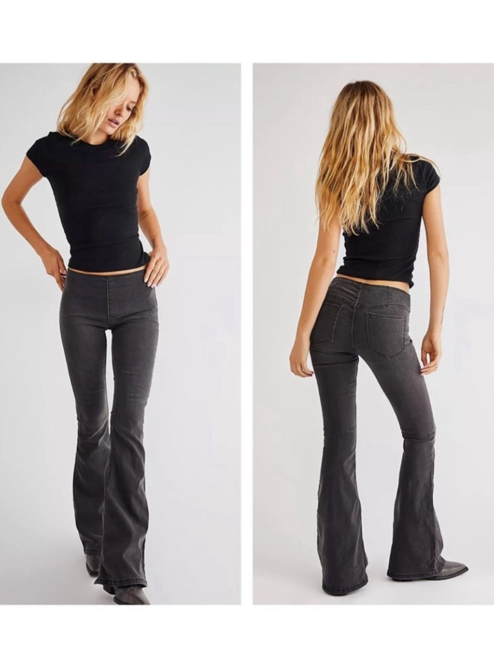 We The Free Penny Pull-On Charcoal Gray Flare Jeans